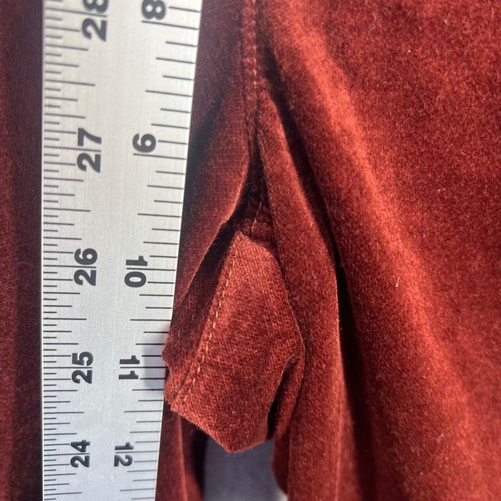 Pilcro Velvet Flare Pants Women 27 Burgundy Red High Rise Wide Leg Boho EUC - Picture 7 of 9